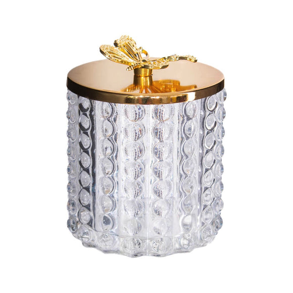 Glass - Clear Trinket Gold Lid & Butterfly