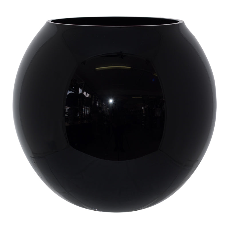 Glass - Black Bubble Ball Vase 17x20cm