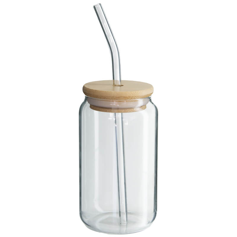Glass - Milkshake Jar bamboo Lid 350ml Str