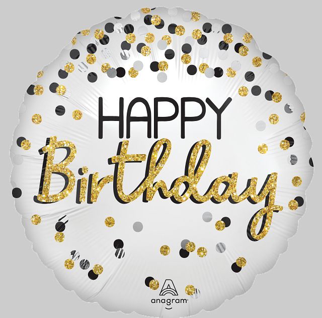 Balloon - 18:STN White Black Silver Gold Birthday