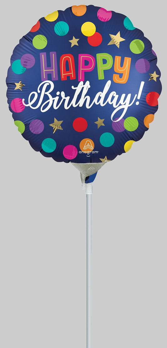 Balloon - 9:Happy Birthday Dark Blue Dots Confetti