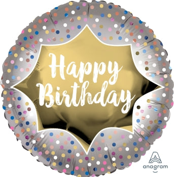 Balloon - 18:Birthday Satin Gold Burst