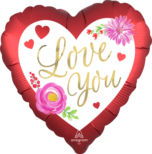 Balloon - 18:Satin Love Watercolour Floral